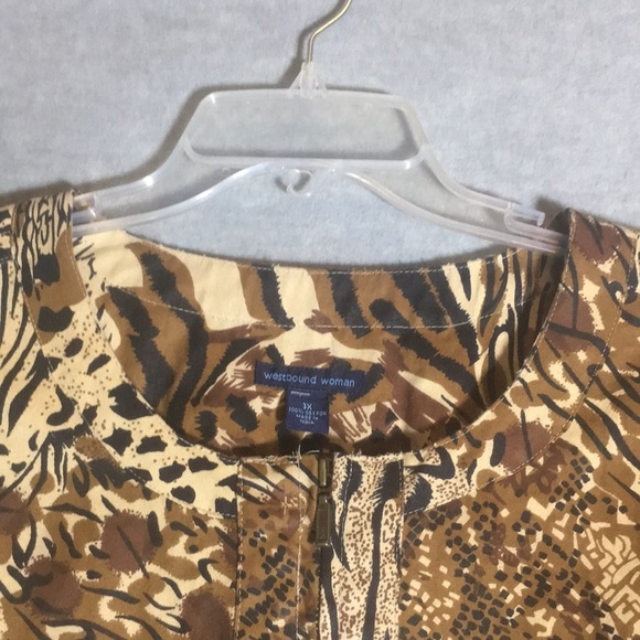 WESTBOUND WOMAN 100% Natural Cotton Animal Print Safari Style Zip Up Y2K Shacket - Picture 3 of 16